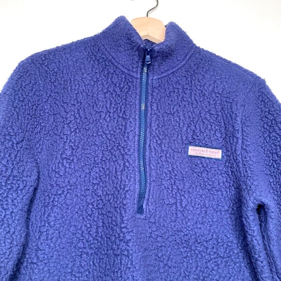Vineyard Vines Men's 1/4 Zip Chunky Sherpa Fleece Jacket Small Blue Pullover - Picture 3 of 10